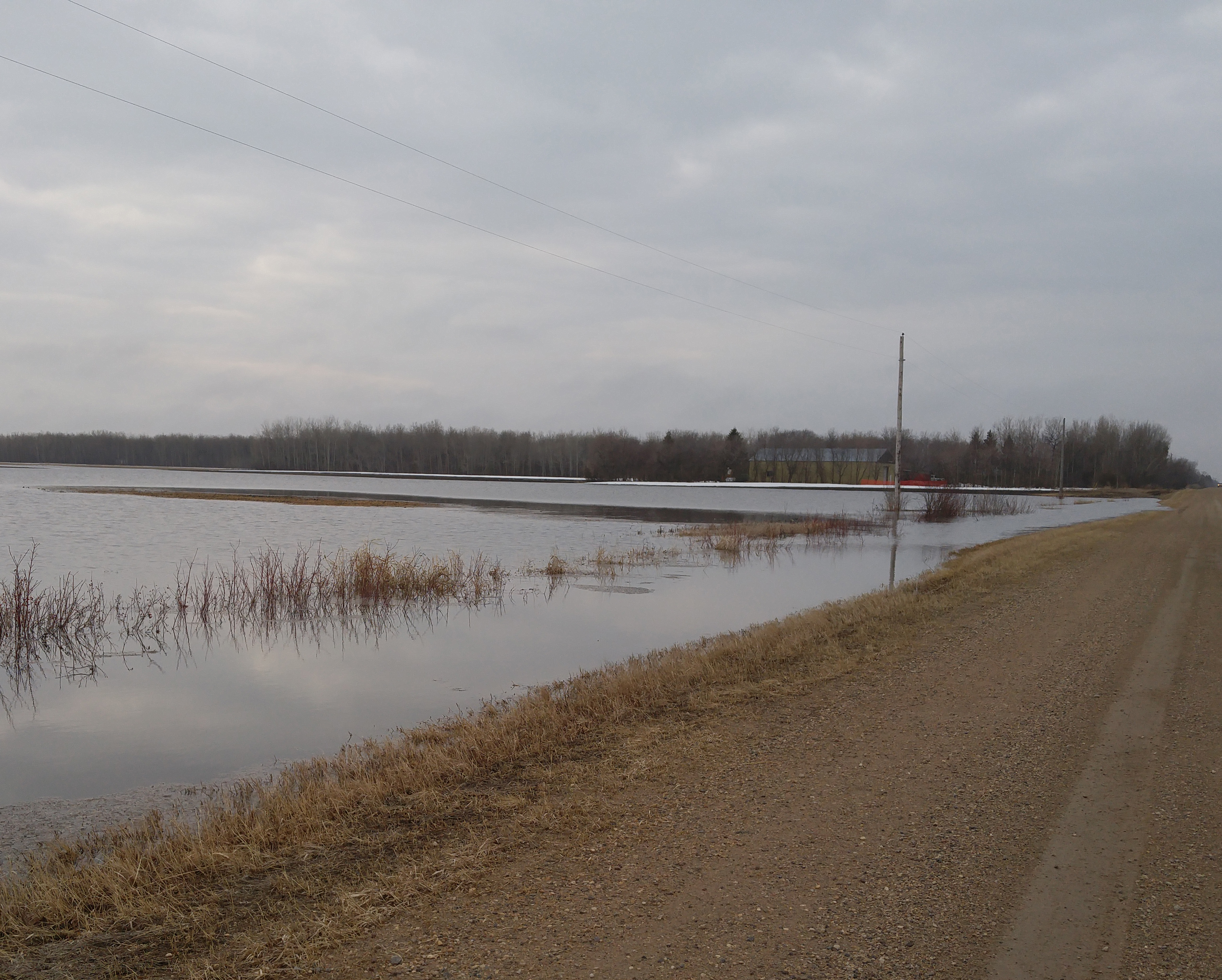 Spring flooding on 2 Mile Road Rural Municipality of St. Clements