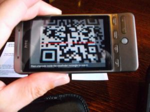 Smartphone scanning a QR code