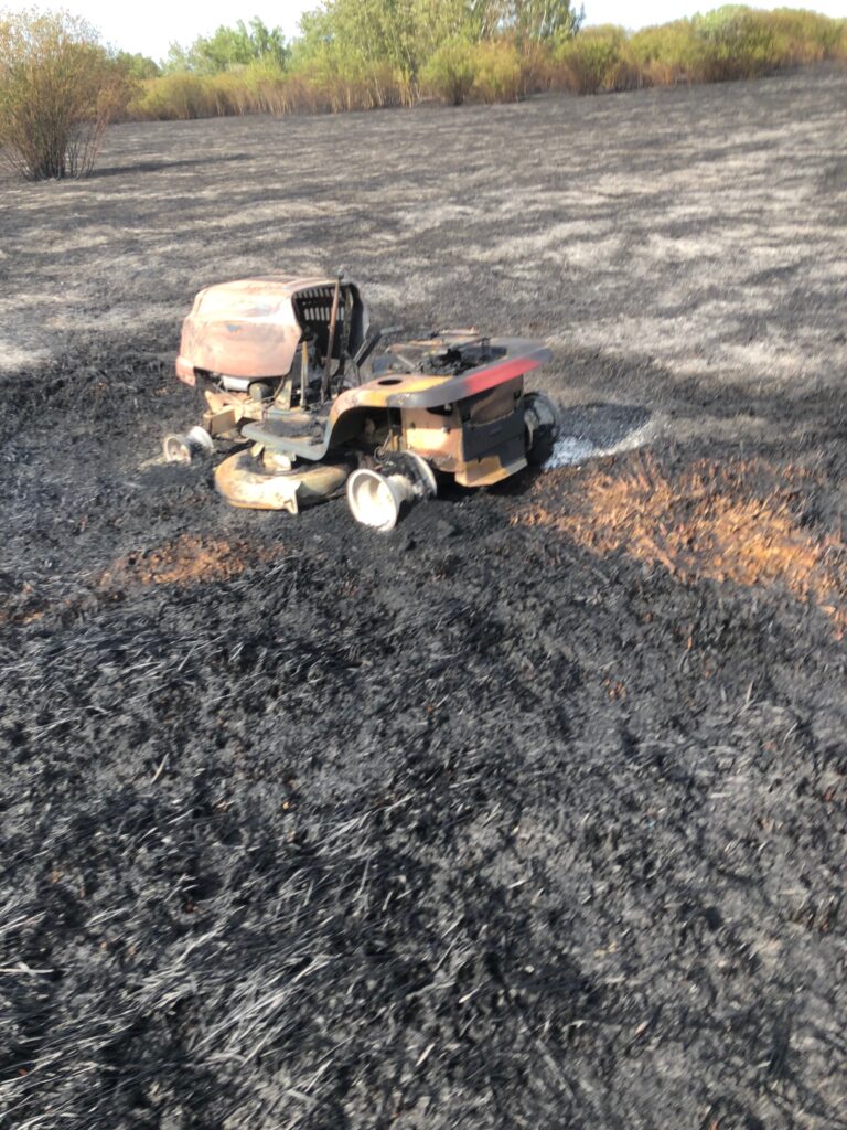 lawn mower fire Rural Municipality of St. Clements