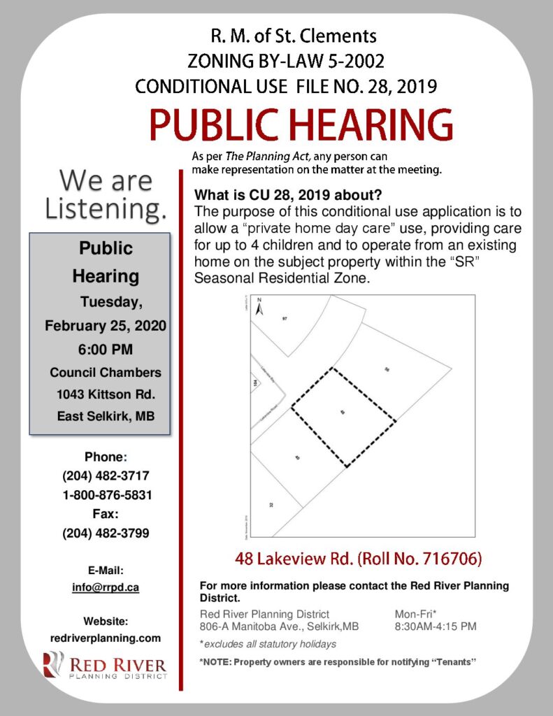 Planning Hearings Rural Municipality of St. Clements